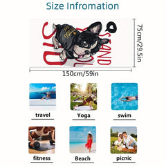 Dog Pattern & Letter Print Beach Towel Microfiber Soft Absorbent Lightweight