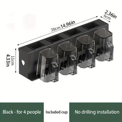Toothbrush Holder with Gargle Cup Wall Mounted Storage Rack
