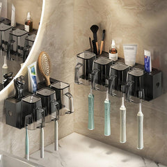 Toothbrush Holder with Gargle Cup Wall Mounted Storage Rack