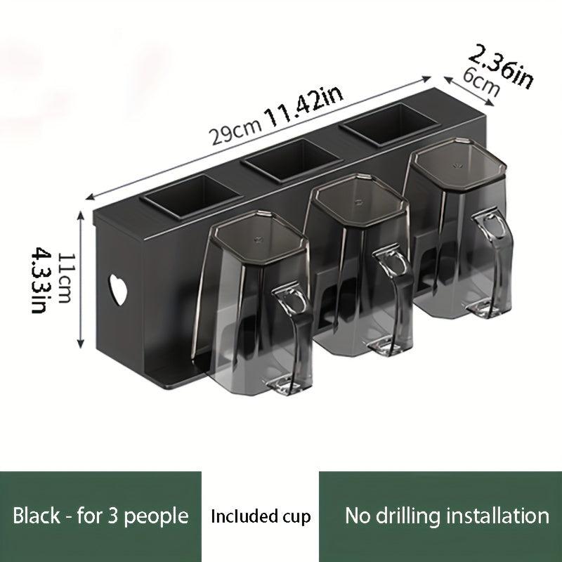Toothbrush Holder with Gargle Cup Wall Mounted Storage Rack