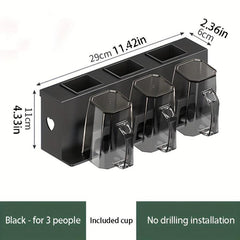 Toothbrush Holder with Gargle Cup Wall Mounted Storage Rack