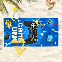 Game Console Letter Print Microfiber Beach Towel Lightweight Soft Absorbent