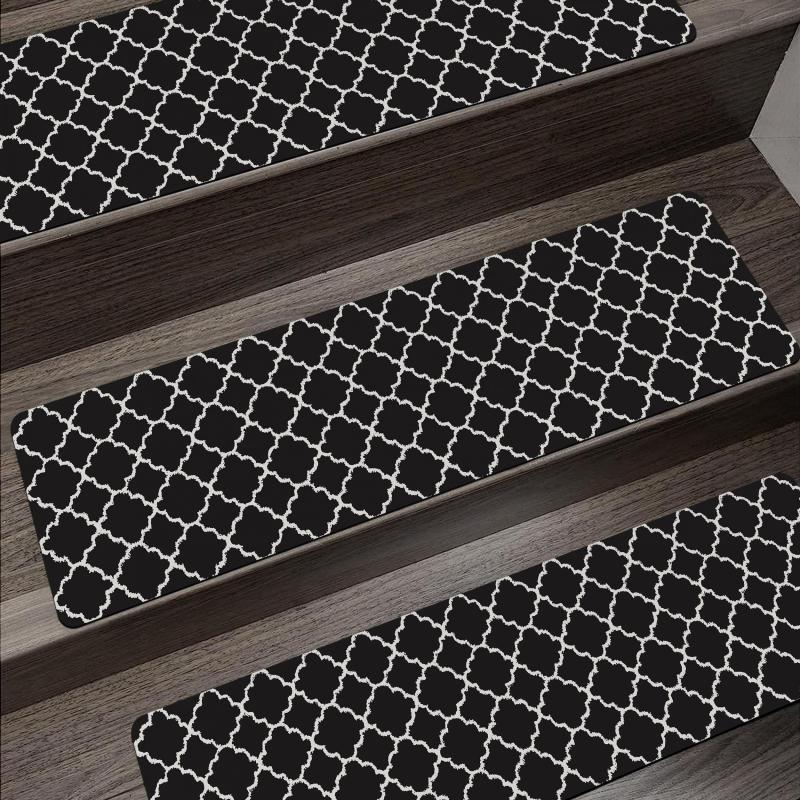 Geometric Pattern Stair Treads Non Slip Carpet Mat 76 X 20 Indoor Stair Runners