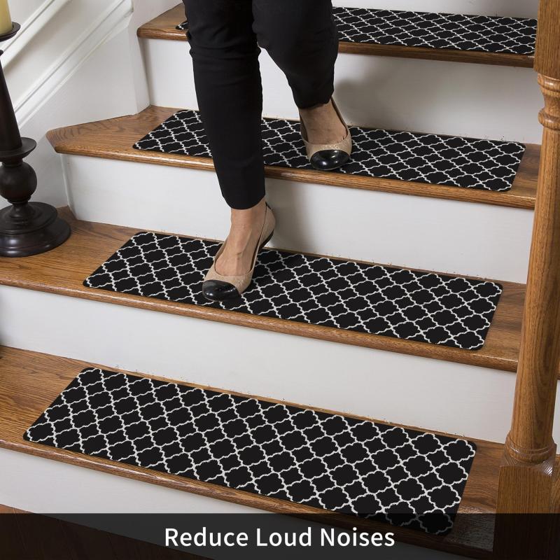 Geometric Pattern Stair Treads Non Slip Carpet Mat 76 X 20 Indoor Stair Runners
