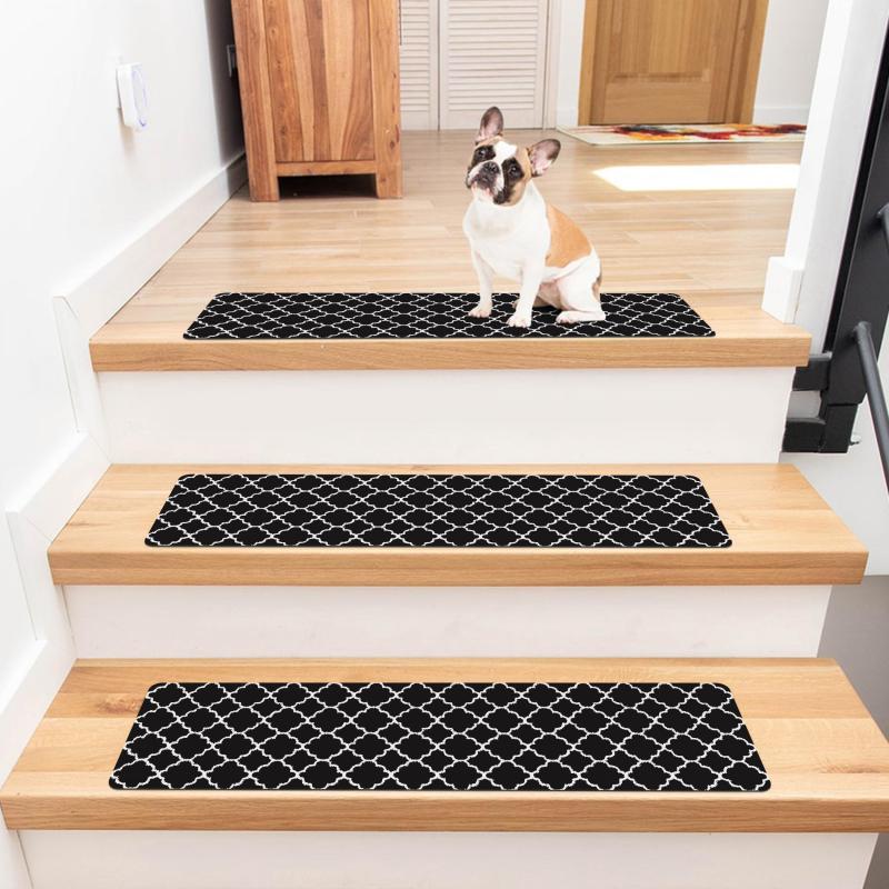 Geometric Pattern Stair Treads Non Slip Carpet Mat 76 X 20 Indoor Stair Runners