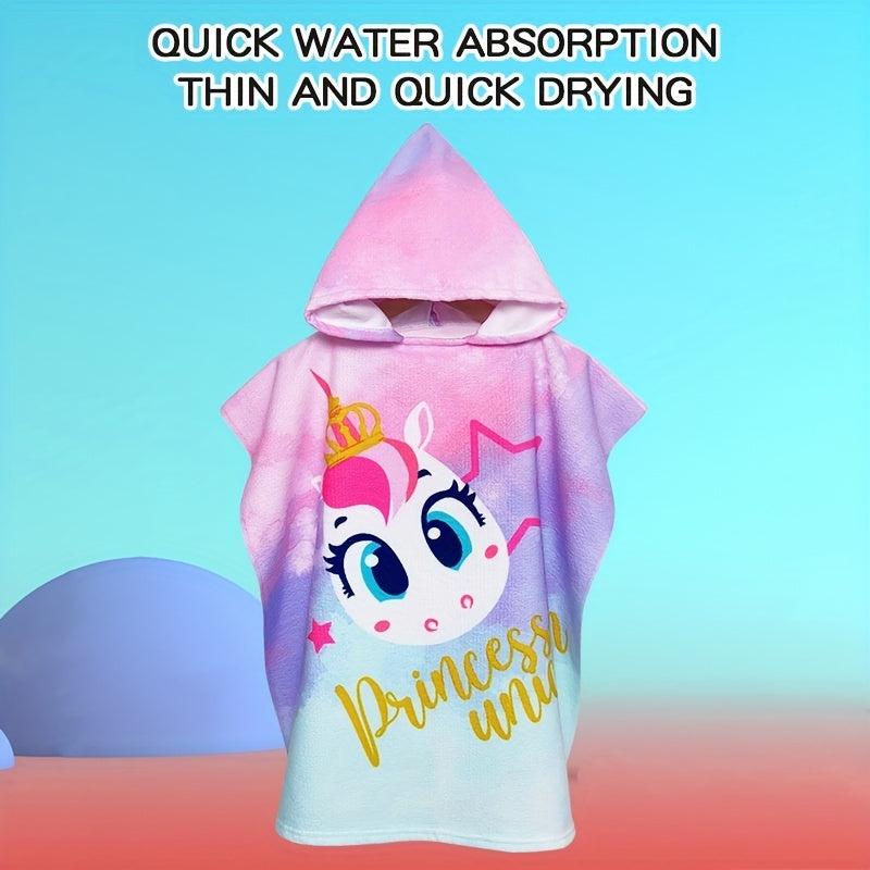 Kids Cartoon Hooded Bath Towel - Quick Drying & Absorbent