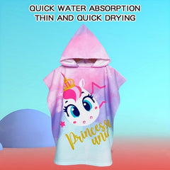 Kids Cartoon Hooded Bath Towel - Quick Drying & Absorbent