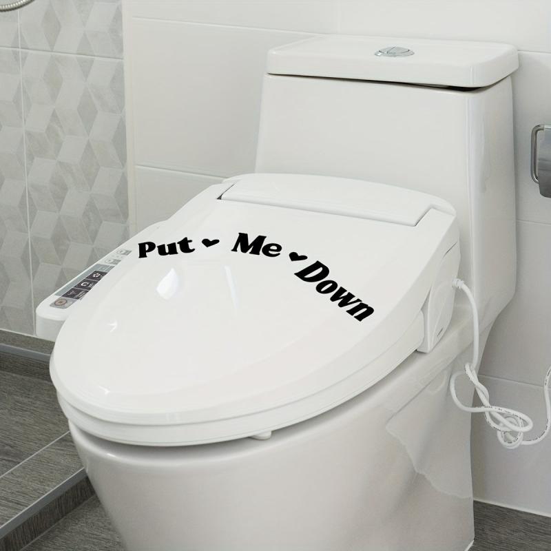 Slogan Pattern Toilet Lid Decal Self Adhesive Wall Sticker Bathroom Decor