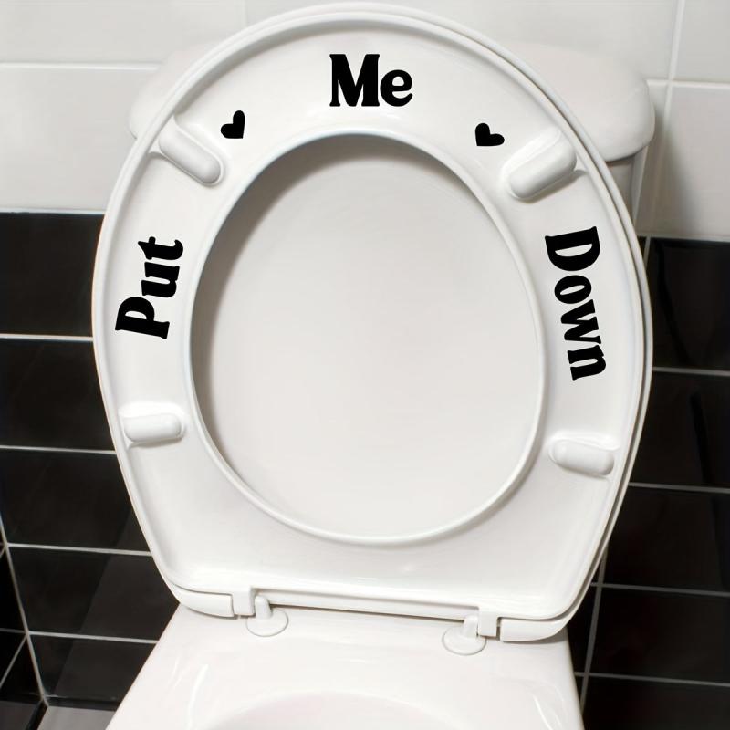 Slogan Pattern Toilet Lid Decal Self Adhesive Wall Sticker Bathroom Decor