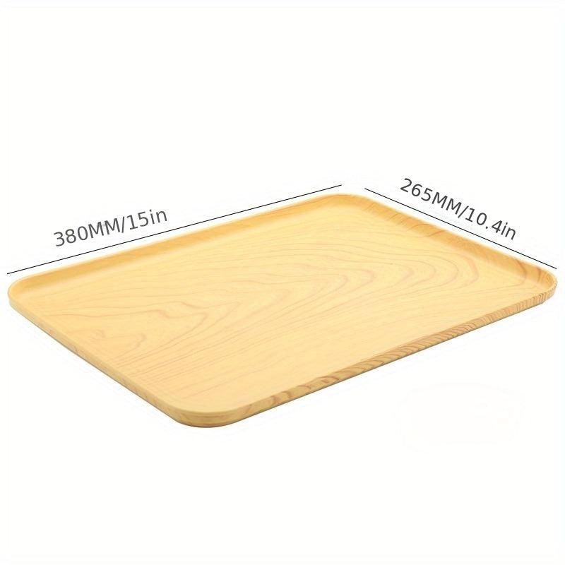 Wood Grain Plastic Serving Tray for Food Reusable Vanity Trays