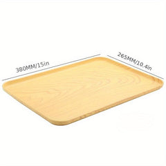 Wood Grain Plastic Serving Tray for Food Reusable Vanity Trays