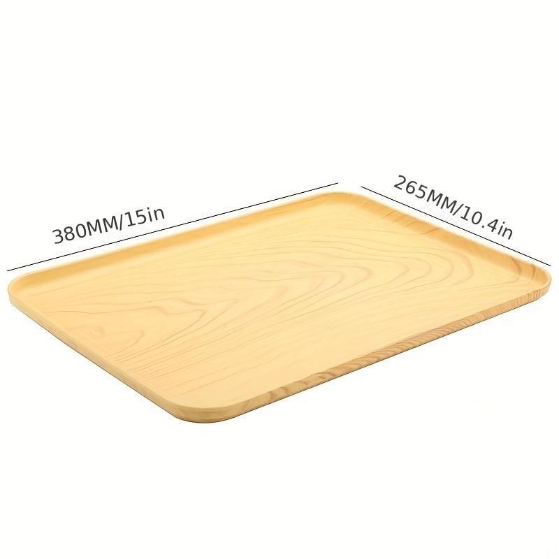 Wood Grain Plastic Serving Tray for Food Reusable Vanity Trays