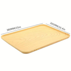 Wood Grain Plastic Serving Tray for Food Reusable Vanity Trays