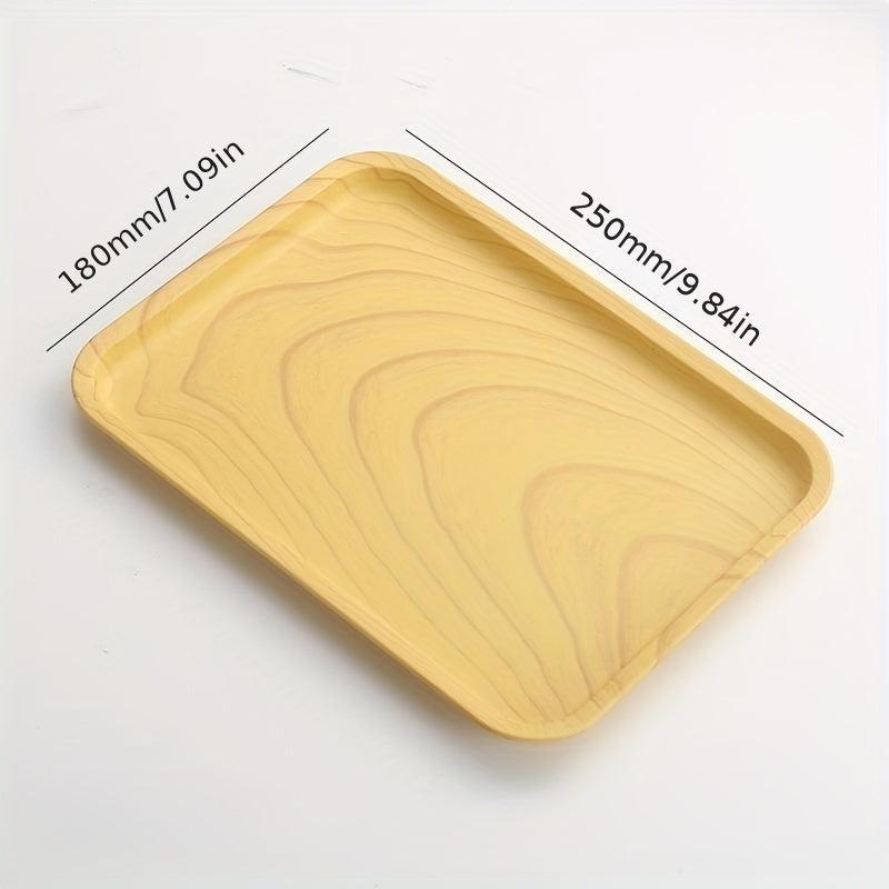 Wood Grain Plastic Serving Tray for Food Reusable Vanity Trays
