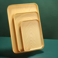 Wood Grain Plastic Serving Tray for Food Reusable Vanity Trays