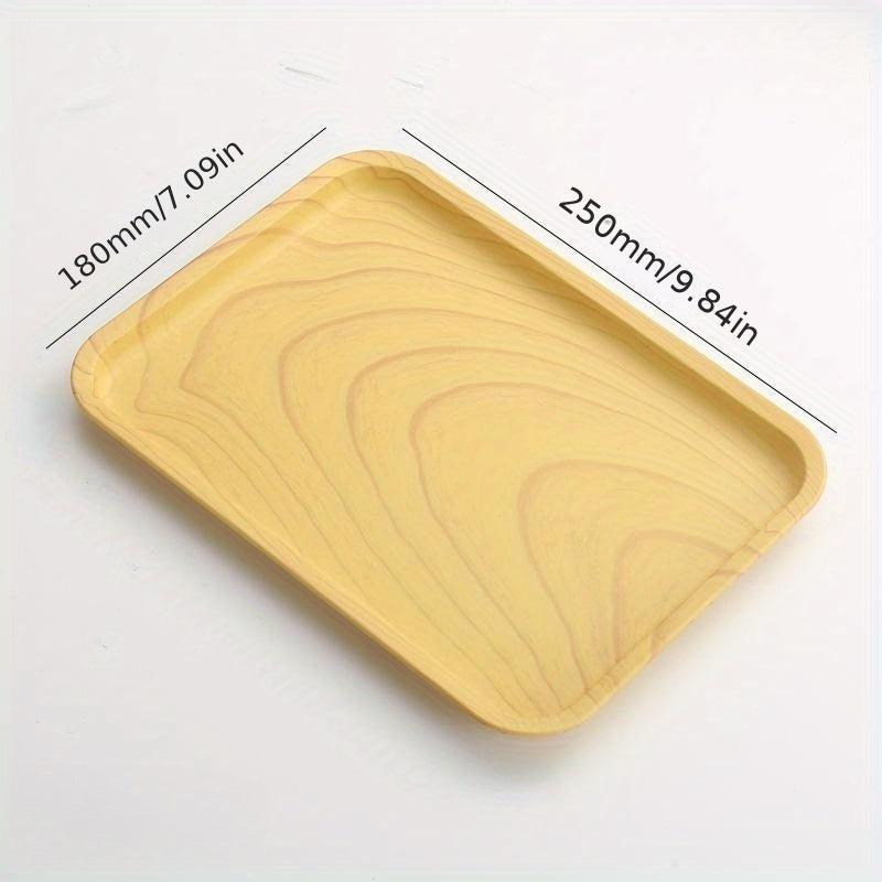 Wood Grain Plastic Serving Tray for Food Reusable Vanity Trays