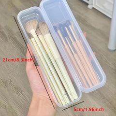 Portable Makeup Brush Storage Box Transparent Cosmetic Organizer