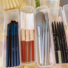 Portable Makeup Brush Storage Box Transparent Cosmetic Organizer