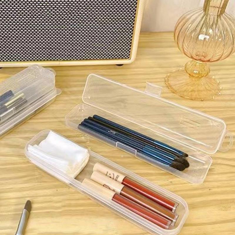 Portable Makeup Brush Storage Box Transparent Cosmetic Organizer