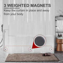 Waterproof Clear Shower Curtain Liner 182x182 with Magnets & Grommet Hole
