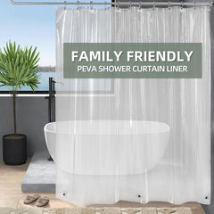 Waterproof Clear Shower Curtain Liner 182x182 with Magnets & Grommet Hole