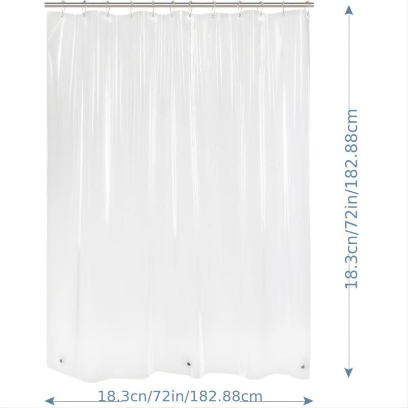 Waterproof Clear Shower Curtain Liner 182x182 with Magnets & Grommet Hole