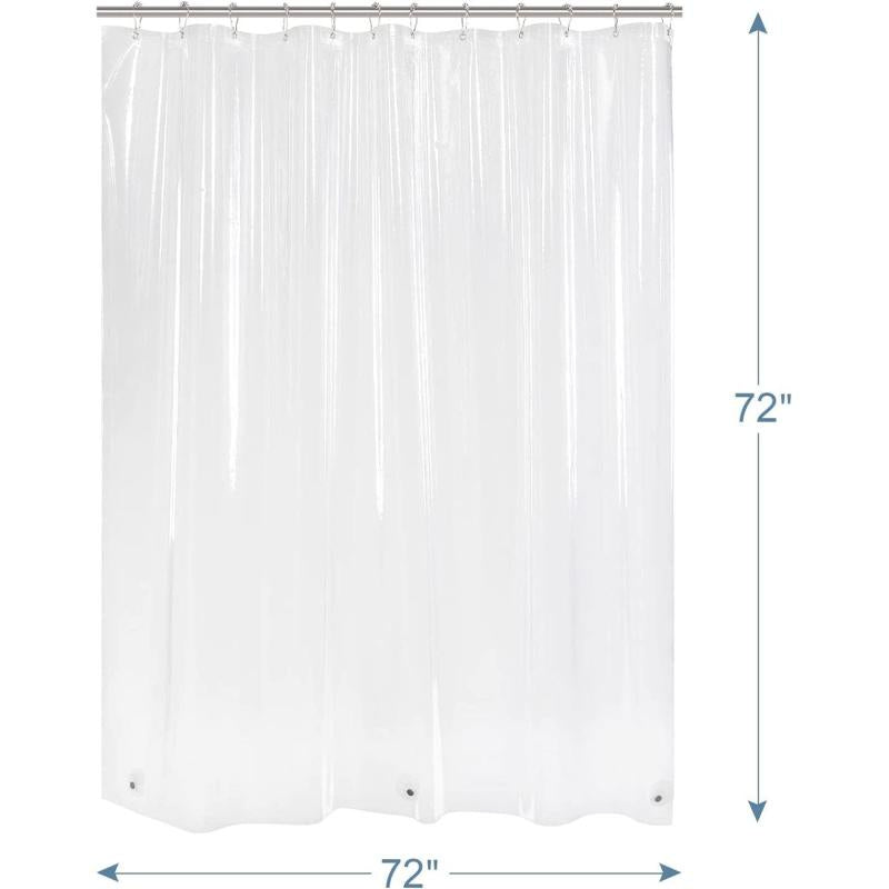 Waterproof Clear Shower Curtain Liner 182x182 with Magnets & Grommet Hole