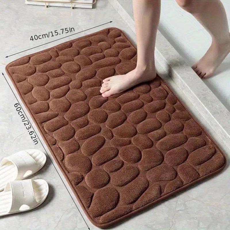 Coral Fleece Embossed Floor Mats Absorbent Foot Rugs Non Slip Backing Carpet