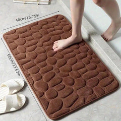 Coral Fleece Embossed Floor Mats Absorbent Foot Rugs Non Slip Backing Carpet