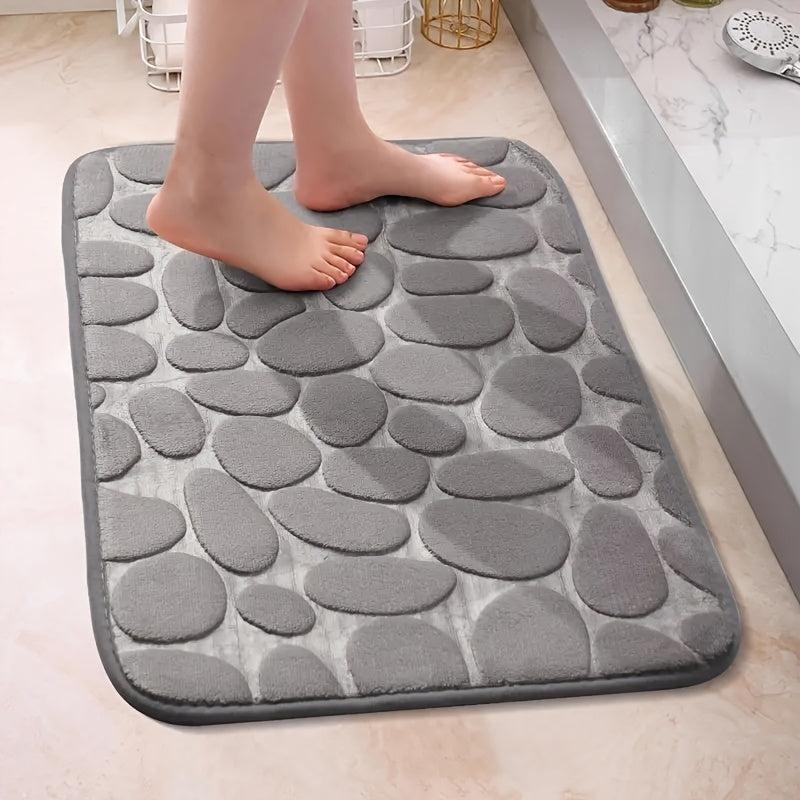 Coral Fleece Embossed Floor Mats Absorbent Foot Rugs Non Slip Backing Carpet