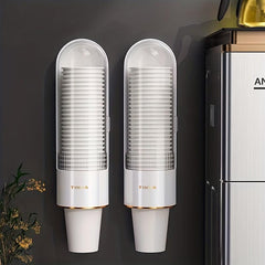 Transparent Cup Dispenser Wall Mounted Water Cup Storage Box Plastic Cup Holder
