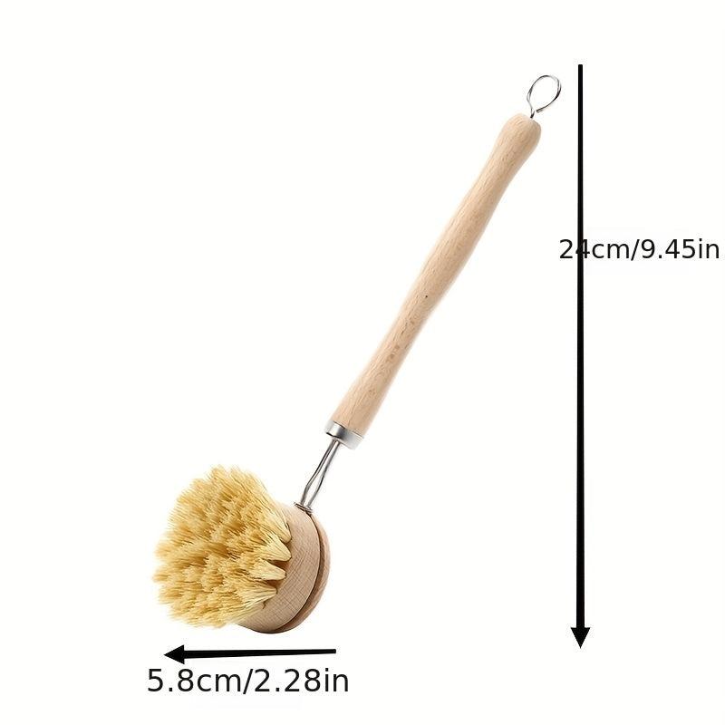 Wooden Dish Brush Kitchen Cleaning Pot Brush Short Handle Sisal Pot Brush