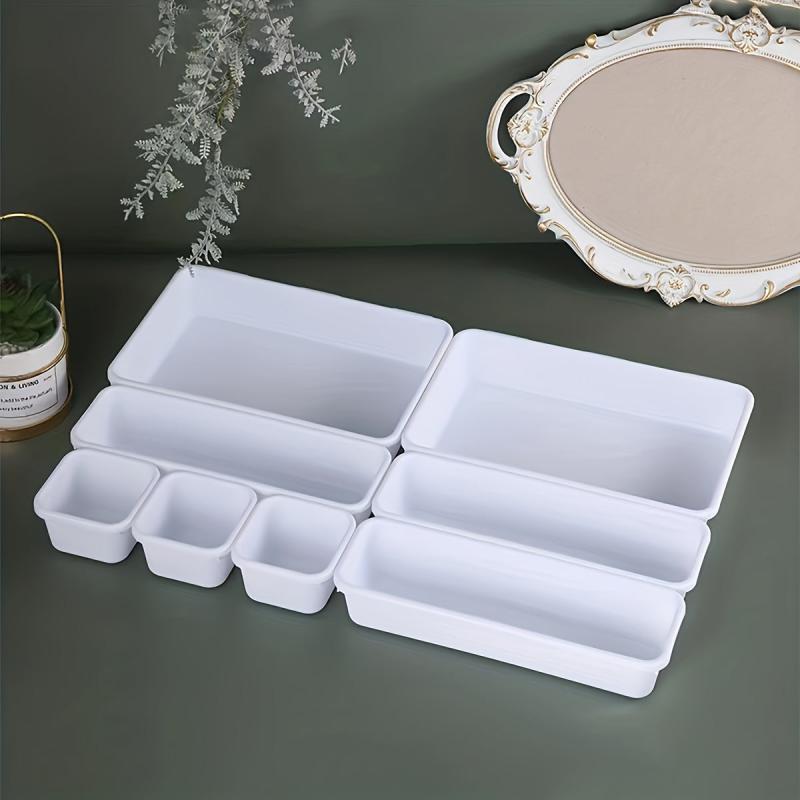 8pcs Plastic Storage Boxes Without Lids Drawer Organizer Office Bathroom Storage