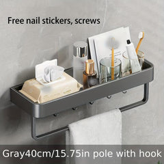 Wall Mounted Bathroom Storage Rack with Towel Bar