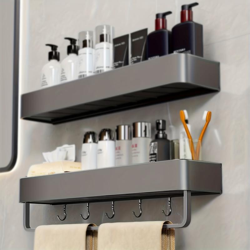 Wall Mounted Bathroom Storage Rack with Towel Bar
