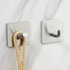 1pc Stainless Steel Wall Hook Adhesive No Punching Metal Coat Hanger