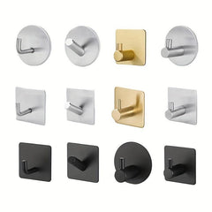 1pc Stainless Steel Wall Hook Adhesive No Punching Metal Coat Hanger