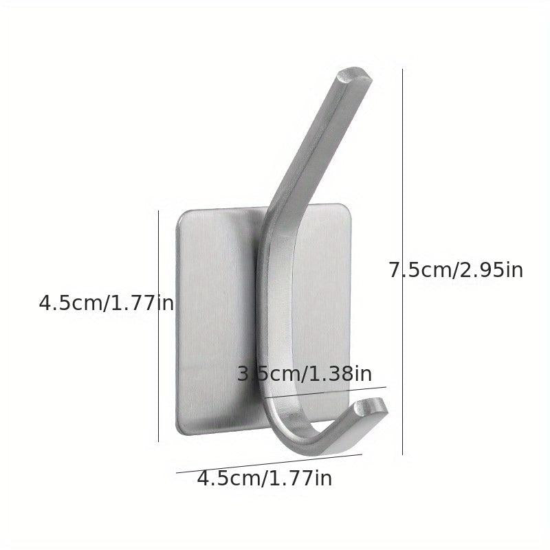 1pc Stainless Steel Wall Hook Adhesive No Punching Metal Coat Hanger