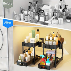 2 Tier Bathroom Organizer Bathroom Storage Rack With Sliding Drawer