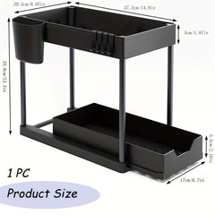 2 Tier Bathroom Organizer Bathroom Storage Rack With Sliding Drawer