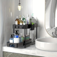 2 Tier Bathroom Organizer Bathroom Storage Rack With Sliding Drawer