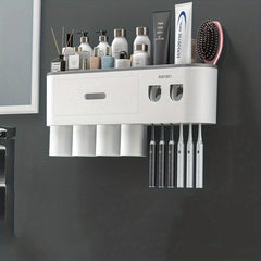 Automatic Toothpaste Dispenser And Toothbrush Holder with Cups