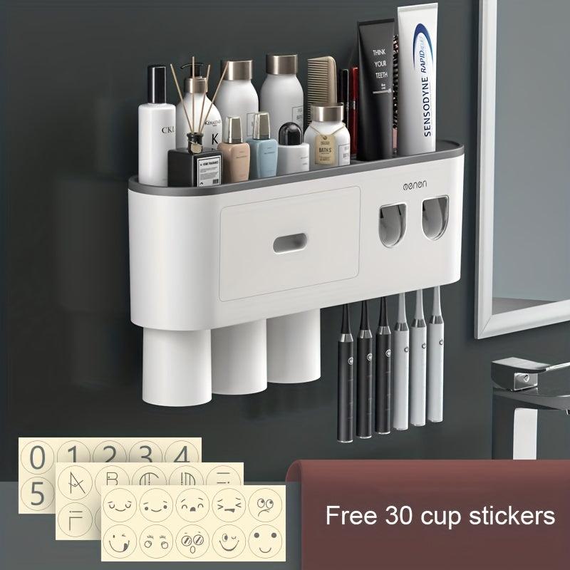 Automatic Toothpaste Dispenser And Toothbrush Holder with Cups