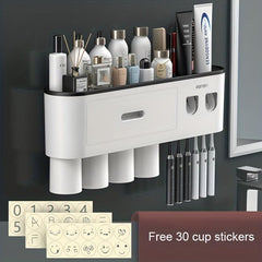 Automatic Toothpaste Dispenser And Toothbrush Holder with Cups