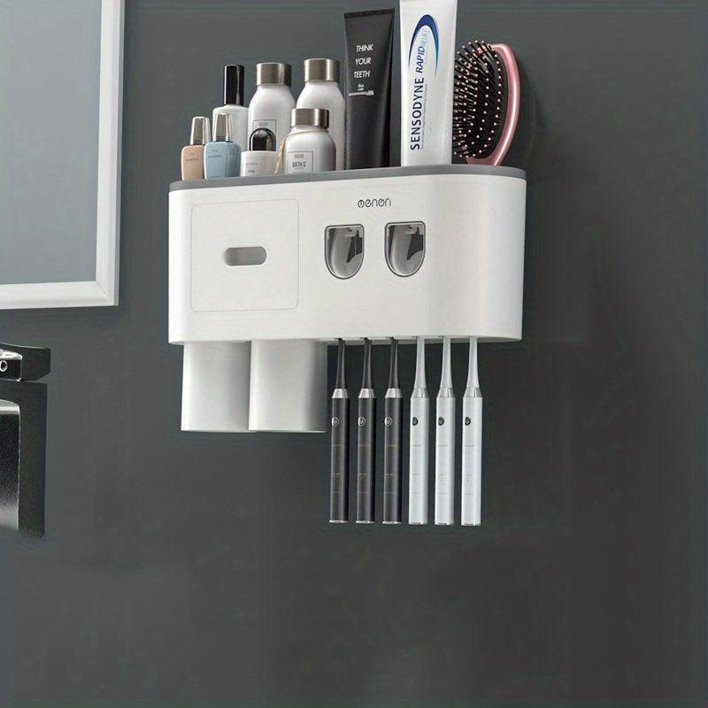 Automatic Toothpaste Dispenser And Toothbrush Holder with Cups