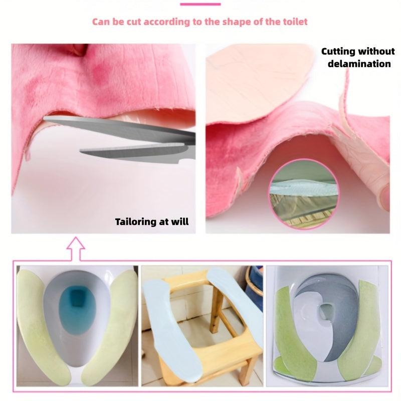 5pcs Toilet Seat Covers Mat Self Adhesive Non Slip Soft Toilet Cover