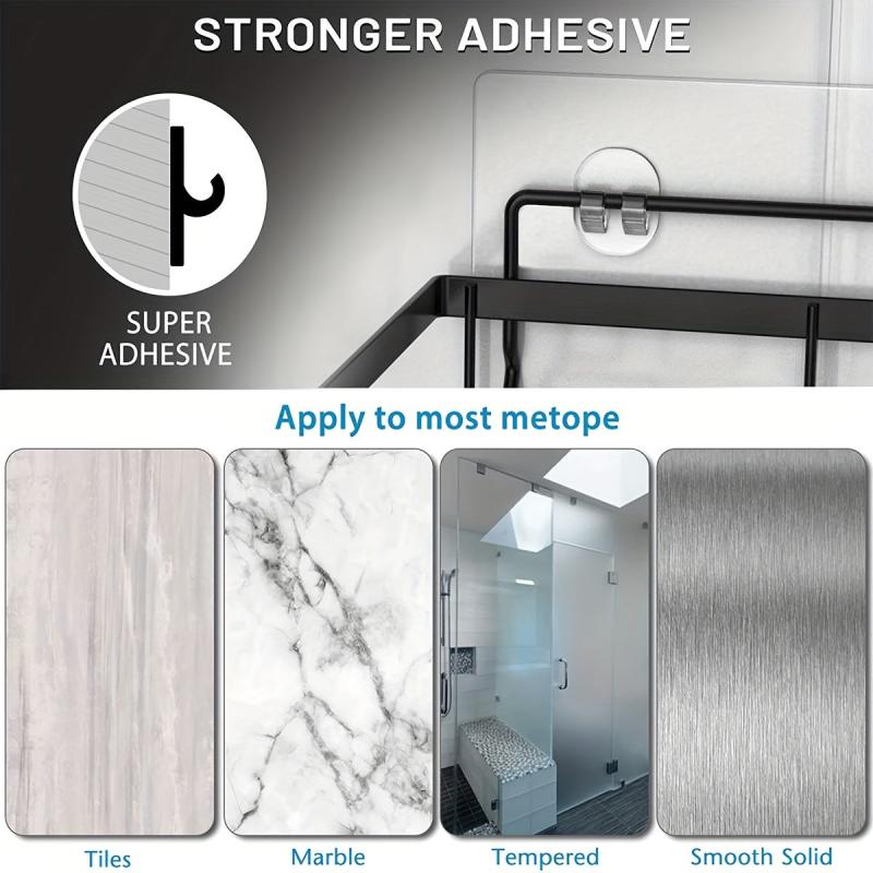 2pcs Stainless Steel Shower Caddy Bathroom Shelf Wall Mounted Storage Shelves