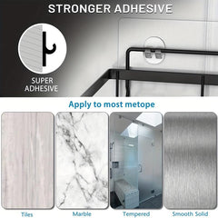 2pcs Stainless Steel Shower Caddy Bathroom Shelf Wall Mounted Storage Shelves