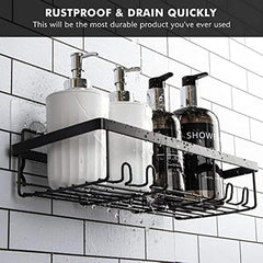 2pcs Stainless Steel Shower Caddy Bathroom Shelf Wall Mounted Storage Shelves