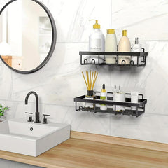 2pcs Stainless Steel Shower Caddy Bathroom Shelf Wall Mounted Storage Shelves